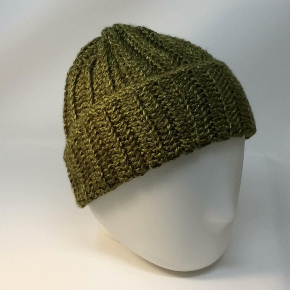 Olive green beanie hat #M-110